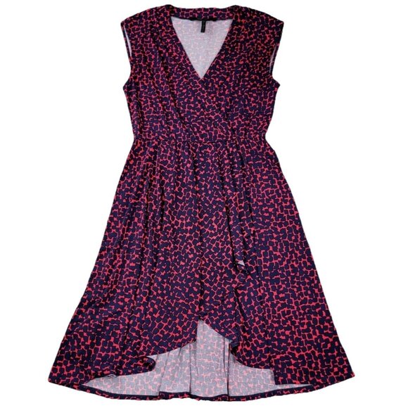 BCBG MAXAZRIA Navy & Red Polka-Dot "Like" Pattern Knee Dress, Sz S #1482 - Picture 9 of 16
